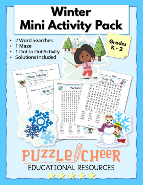 Winter Mini Activity Pack | Word Searches, Maze and Dot-To-Dot for K – 2