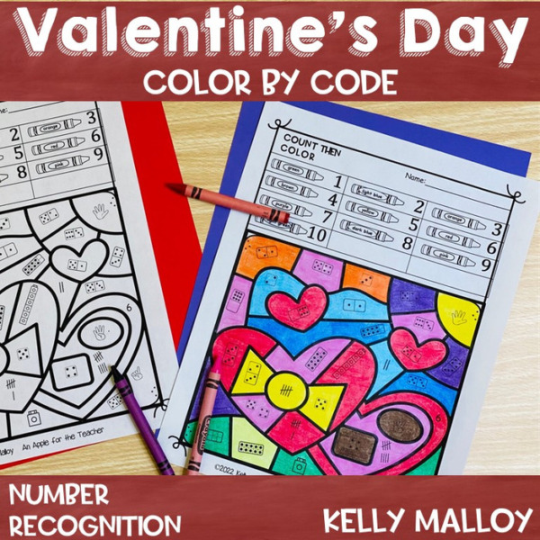 Valentine’s Day Number Sense Color by Number Subitizing Worksheets