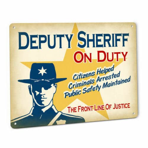 Sign Decoration Wall Art Deputy Sheriff On Duty Sign Male Cop Law Enforcement Officer Hat Badge Decor 84