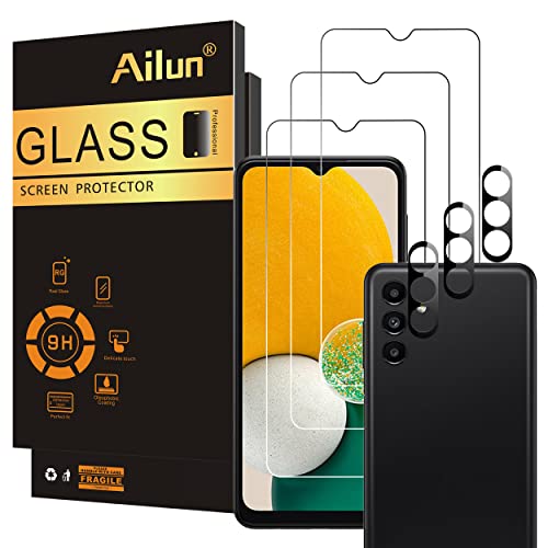 Ailun Glass Screen Protector for Galaxy A13 5G 3 Pack + 3 Pack Camera Lens Tempered Glass Fingerprint Unlock Compatible 0.33mm Ultra Clear Case Friendly