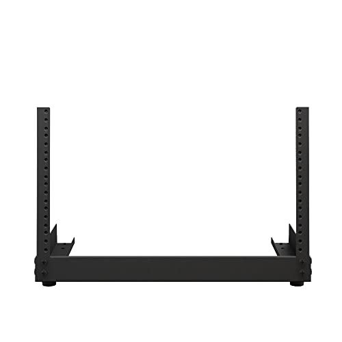 NavePoint 2-Post Open Frame Desk Rack, 6U, 10-32 Threaded, Black, 6.16 lbs, Cold Rolled Steel, Standard