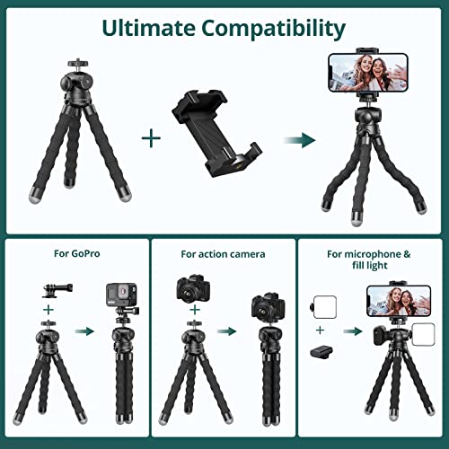 ATUMTEK 2 Height Adjustment Phone Tripod w Cold Shoe Mount & 1/4” Screw Extension, Flexible Tripod Stand with Remote and Clip for Smartphones GoPro Action Camera Micphone Fill Light – 9.4 inches | The Storepaperoomates Retail Market - Fast Affordable Shopping