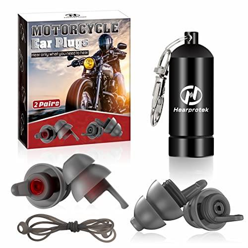 [2 Pairs] Hearprotek Motorcycle Ear Plugs, reusable high fidelity ear plugs for wind noise reduction & hearing protection-discreet motorbike earplugs for motorcycles,racing,concerts,work,safety,travel