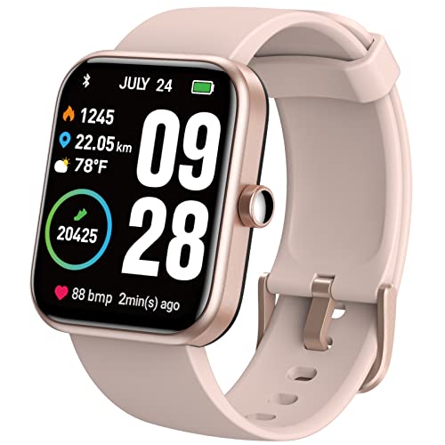 TOZO S2 44mm Smart Watch Alexa Built-in Fitness Tracker with Heart Rate and Blood Oxygen Monitor,Sleep Monitor 5ATM Waterproof HD Touchscreen for Men Women Compatible with iPhone&Android Rose Gold