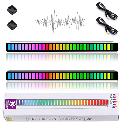 Rhythm Light Bar 2PCS, RGB Sound Control Music Rhythm Lights, 32 Bit Music Level LED Lights, High Sensitive Patented Noise Removal Software for Car DJ/Youtuber Studio Gaming