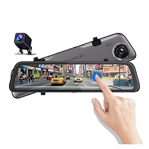 DONCK Action Camera Stabilizer 2K Car Rearview Mirror 12″ IPS DVR Camera Dual Lens Camera 1440P Video Recorder Night Version Parking Monitoring for Outdoor Video Recording (Sd Card Memory : 16G)