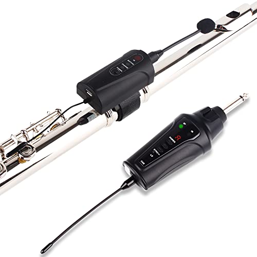 DT-5 Flute Microphone Instrument UHF Wireless Mic Micro-Gooseneck Pick Up Receiver and Transmitter System for Flute