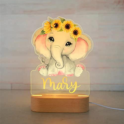 souleather Personalized Night Light, Elephant Night Light, Kid’s Night Light, Girl’s Room, Boy’s Room, Kid’s Bedroom Décor