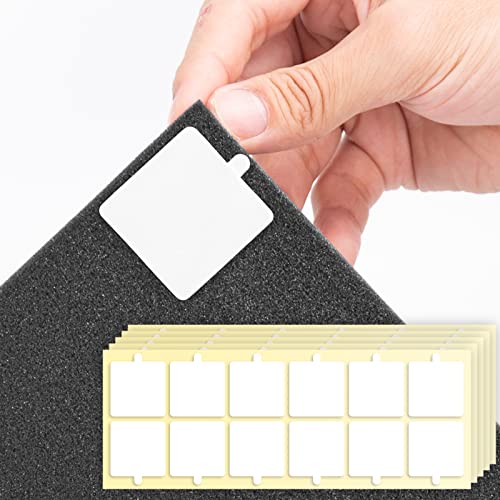 Double Sided Tape Squares for Acoustic Foam Sheets, Heavy Duty Wall Mounting Tape Squares for Polyester Foam Acoustic Panels, 60 1.4-in Squares, Transparent