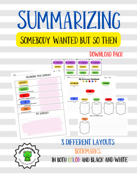 Summarizing – Somebody Wanted But So What (SWBST) Teaching Packet and Worksheets.