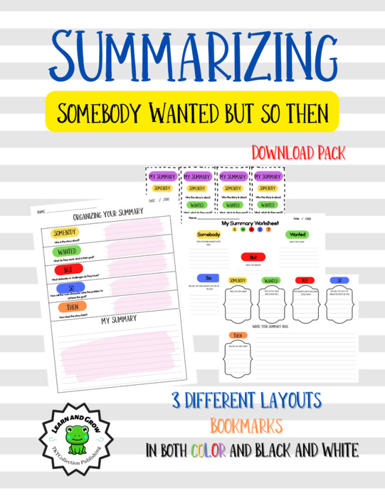 Summarizing – Somebody Wanted But So What (SWBST) Teaching Packet and Worksheets. | The Storepaperoomates Retail Market - Fast Affordable Shopping