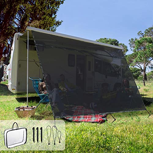 Yescom 6×10′ RV Awning Sun Shade Screen Black Mesh UV Blocker RV Awning Shade for Camping Trailer Camper Patio Outdoor