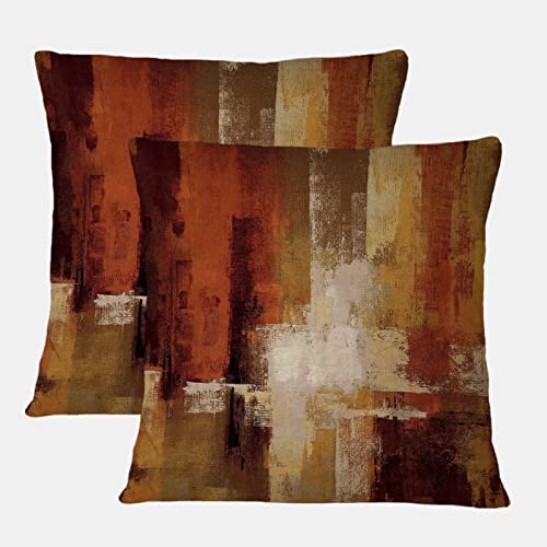 Burnt Orange Abstract Pillow Covers 18×18 Abstract Rust Art Painting Decorative Throw Pillowcase Modern Artwork Square Couch Cushion Cover for Living Room Sofa Accent Home Decor, Set of 2