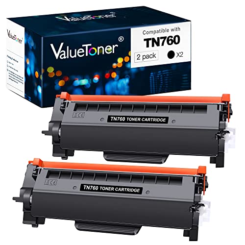 Valuetoner Compatible Toner Cartridge Replacement for Brother TN760 TN 760 TN730 TN-730 to use with HL-L2350DW HL-L2395DW HL-L2390DW HL-L2370DW MFC-L2690DW MFC-L2750DW MFC-L2710DW DCP-L2550DW(2-Black)
