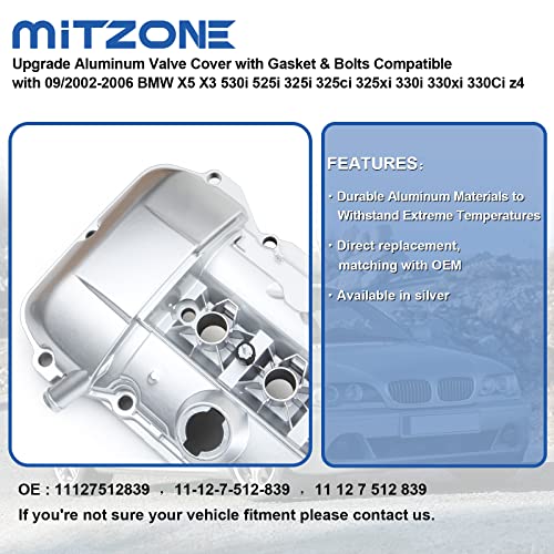 MITZONE Upgrade Aluminum Valve Cover kit Compatible with 2002-2006 BMW X5 X3 530i 525i 325i 325ci 325xi 330i 330xi 330Ci z4 Replace # 11127512839 | The Storepaperoomates Retail Market - Fast Affordable Shopping