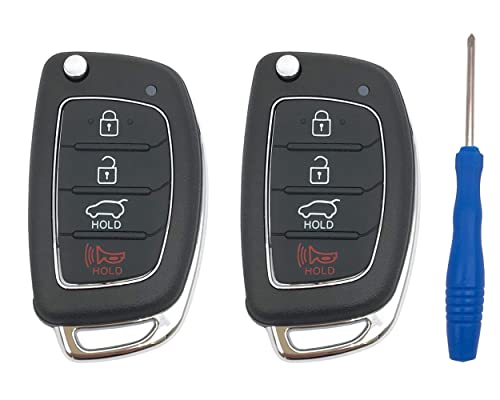 jokmoest 4 Buttons Folding Replacement Key Fob Cover Case fit for Hyundai Santa fe Sonata Keyless Entry Key Fob Shell (2PCS)