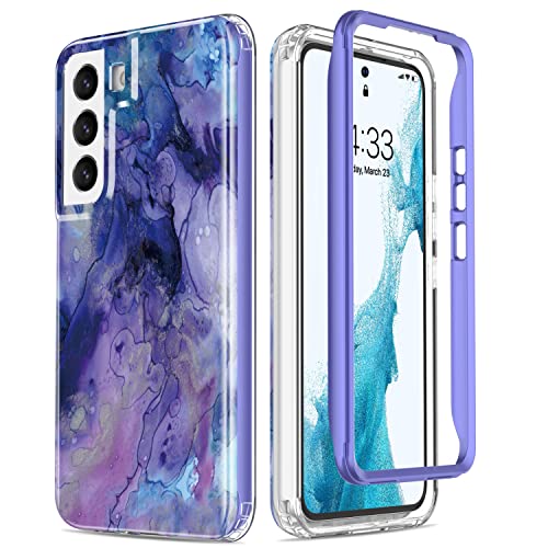 Esdot for Samsung Galaxy S22 Plus Case,Military Grade Passing 21ft Drop Test,Rugged Cover with Fashionable Designs for Women Girls,Protective Phone Case for Galaxy S22+ Plus 6.6″ Purple Opal Marble