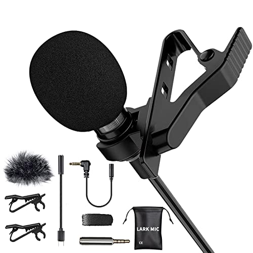 LARK Premium Lavalier Lapel Condenser Mics Recording Microphone Portable for IPhone Camera Gaming PC Android for Video Podcast Interview Youtube