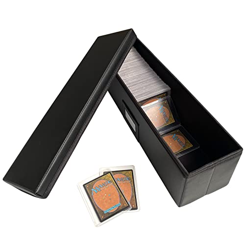 Leather Trading Card Storage Box Toploader Storage Box, tutata Baseball Card Storage Box Card Organizer for MTG TCG CCG LCG Cards and Toploaders and Sleeves