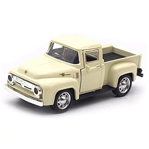 Likense Vintage Red Truck Decor, Metal Holiday Truck Toy with Movable Wheels, Handcrafted Decor Pickup Truck Model for Home Table Decoration Beige