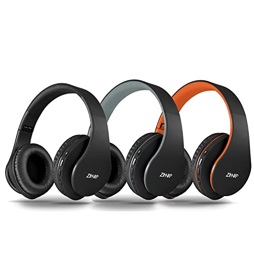 3 Items,1 Black Zihnic Over-Ear Wireless Headset Bundle with 1 Black Gray Zihnic Over-Ear Wireless Headset and 1 Black Orange Zihnic Foldable Wireless Headset