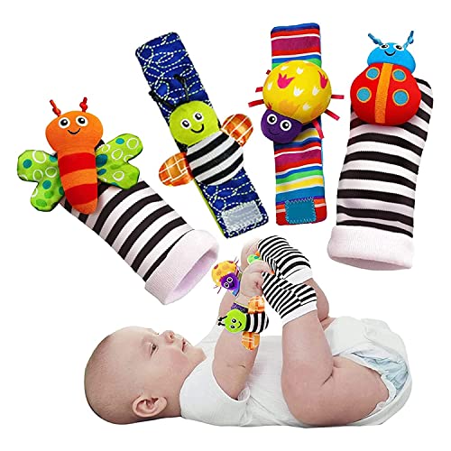 EILIN Baby Wrist Rattles Toys and Foot Sock Rattle Finder Soft Development Toys for Newborn Babies 0 -12 Months Boy and Girl Infant Kids 4 pcs