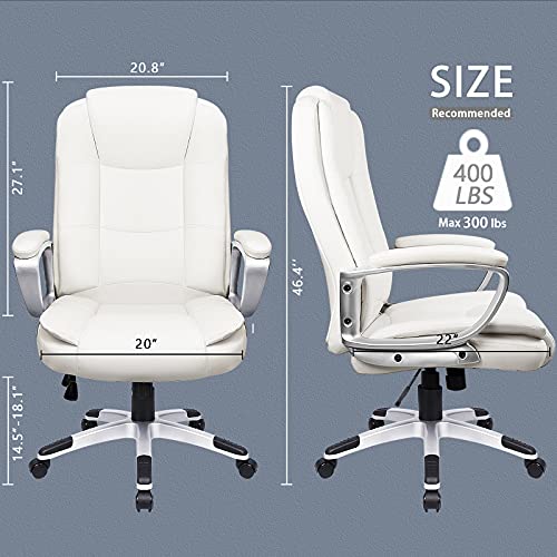 OFIKA Office Chair Computer Desk Chair Gaming – Ergonomic High Back Cushion Lumbar Support with Wheels Comfortable Black Leather Racing Seat Adjustable Swivel Rolling Home Executive (White) | The Storepaperoomates Retail Market - Fast Affordable Shopping