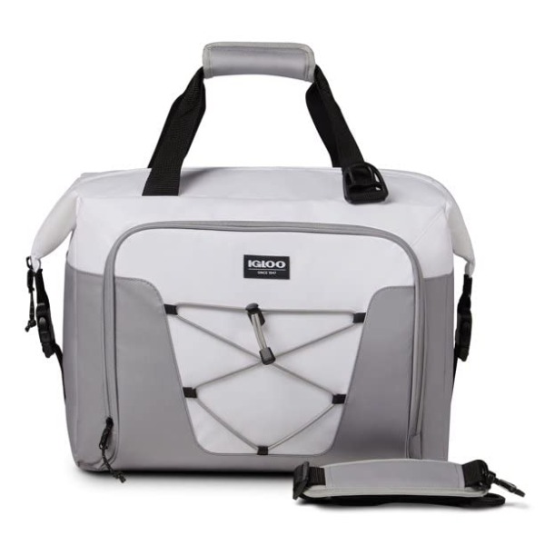 Igloo Bayside, White/Gray, Insulated 36 Can Soft Sided Cooler Bag, Large Lunch Box
