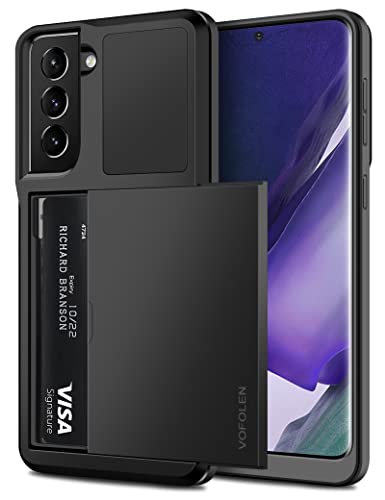Vofolen for Galaxy S22 Case Wallet Credit Card Holder ID Slot Sliding Door Hidden Pocket Men Women Anti-Scratch Dual Layer Hybrid Bumper Armor Protective Hard Shell Back Cover for Galaxy S22 Black | The Storepaperoomates Retail Market - Fast Affordable Shopping