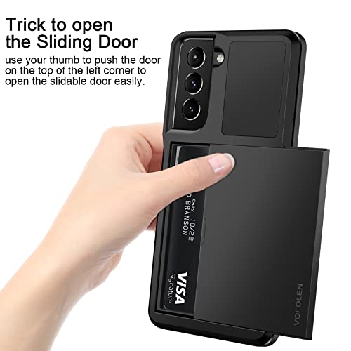 Vofolen for Galaxy S22 Case Wallet Credit Card Holder ID Slot Sliding Door Hidden Pocket Men Women Anti-Scratch Dual Layer Hybrid Bumper Armor Protective Hard Shell Back Cover for Galaxy S22 Black | The Storepaperoomates Retail Market - Fast Affordable Shopping