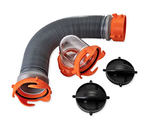 Camco Super Heavy-Duty Tote Tank Sewer Hose Kit | 18mil HTS Vinyl |3-Foot (39645) , Black