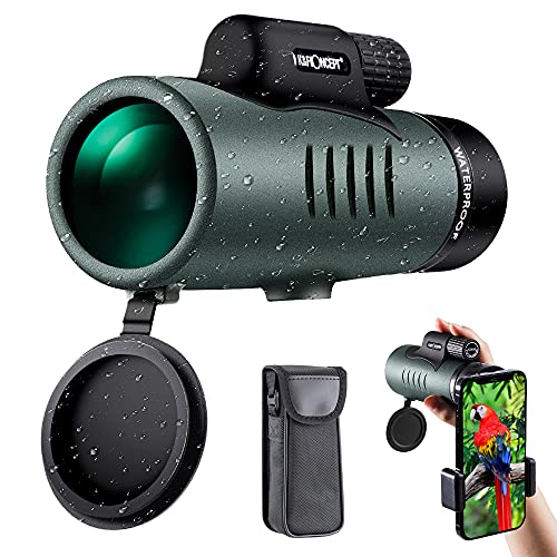 K&F Concept 12X50 Monocular Telescope for Smartphone, Waterproof Monocular Scope for Adults & Kids, BAK4 Prism HD Monoculars for Bird Watching Hiking Hunting Traveling with Phone Holder & Hand Strap