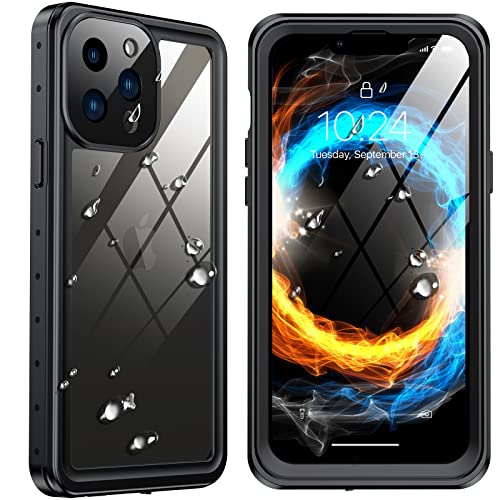 PAKUYA for iPhone 13 Pro Max Case Waterproof Shockproof,Clear Sound Quality Built in Screen Protector Full Body Heavy Duty Protection Rugged Case for iPhone 13 Pro Max 6.7 inches (Black/Clear)