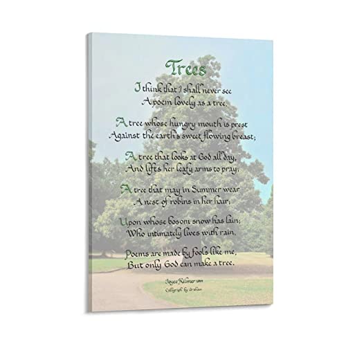 Trees Poem by Joyce Kilmer Wall Art Poster Scroll Canvas Painting Picture Living Room Decor Home Framed/Unframed 12x18inch(30x45cm)