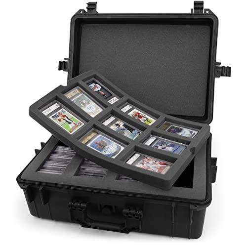CASEMATIX XL Graded Card Storage Box 160+ Sports Card Case Compatible with BGS PSA FGS Graded Sports Trading Cards , Waterproof Graded Slab Case With Custom Card Carrying Case Foam Slots and Sports Cards Display