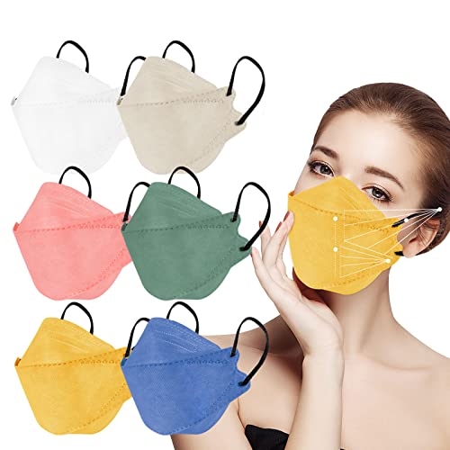 leorx 100Pack Multicolor 4-Layer KF94 Mask, 3D Design Protective Face Filter, No Pain Earloop