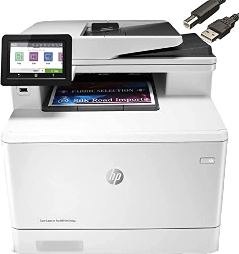 HP Color Laserjet Pro Multifunction M479fdw Wireless Laser Printer, Print Scan Copy Fax, Automatic 2-Sided Printing, 28 ppm, 250-sheet, 512MB, Compatible with Alexa, Bundle with JAWFOAL Printer Cable