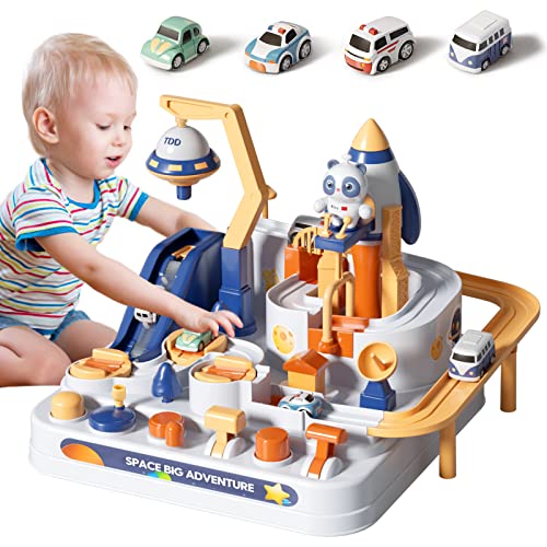 Toys for 3-5 Year Old Boys Car Rescue Adventure Race Track for Toddler Girls Kids Ages 4-7 Space Theme Car Playset Educational Learning Preschool Birthday Present