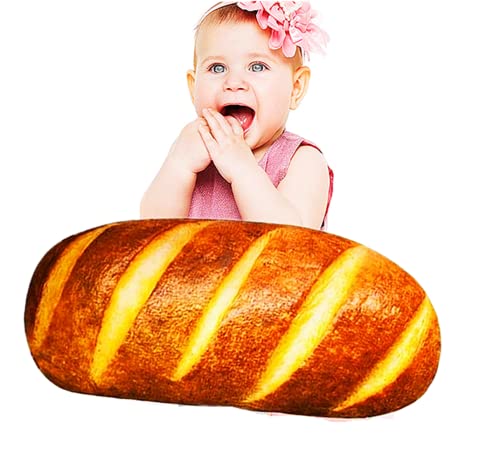 Gecter 3D Simulation Bread Shape Pillow Soft Lumbar Baguette Back Cushion Funny Food Plush Stuffed Toy for Animal Cat Dog Lovers Home Decor (23.6”)