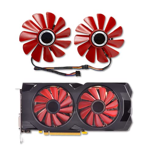 Jzwefdo 85mm Graphics Card Fan FD10U12S9-C 4Pin Video Card Cooling Fan Replacement for XFX RX 570 RS RX 580 RS Graphics Card Cooling Fan 2PCS