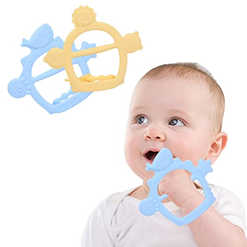Cuebo Anti-Dropping Baby Silicone Wrist Teether,Baby Teething Toys for 3+ Months Babies,Adjustable Silicone Molars Wristband,Pack of 2,BPA Free. (Ocean and Animals)