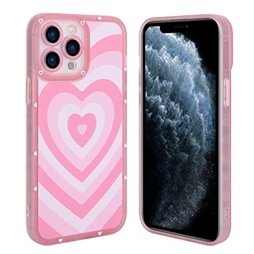 AIGOMARA Compatible with iPhone 11 Pro Max Case Pink Heart Print Cute Pink Heart Pattern Case for Women Girl Full Camera Protective Soft TPU Shockproof Phone Cover for iPhone 11 Pro Max