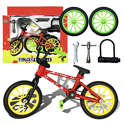 Metal Finger Bike Mountain Bike Toys Functional Kids Finger Bicycle Mini Finger BMX Set Gift for Kid (Red)