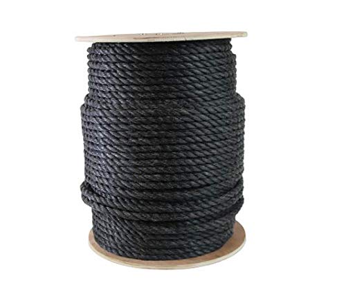 ATERET Twisted 3-Strand Black Polypropylene Rope Monofilament I 1″ x 100 Feet I 12,825 lbs. Tensile Strength I Lightweight & Heavy-Duty Synthetic Cord for DIY Projects, Marine, Commercial Use