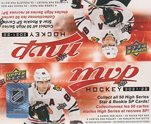 2021 2022 Upper Deck MVP Hockey Series Unopened Retail 36 Pack Box with Chance for Rookies Plus #1 Draft Picks Cards
