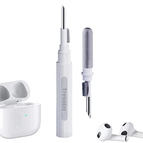 Tresoba Cleaning Pen for Airpods Cleaner Kit Compatible with Airpods Pro 1 2 Wireless Earphones, Airpods Cleaning Tools for Bluetooth Earphones Cleaning Pen (White-1)