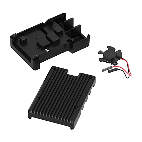 01 02 015 Aluminum Alloy Cooling Shell, Standard Size Easy Install Protective Enclosure with Fan for Raspberry Pi 4 Model