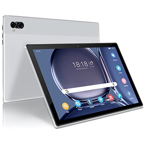 Ultra-Fast Android Tablet 10 inch 5G WiFi, 6 GB RAM+64 ROM/256GB, 2022 Latest Update 4G Phone Android 10.0 Octa Core 1200×1920 IPS FHD+ Display,6000mAh, Support Dual Sim Card, Bluetooth (Silver)