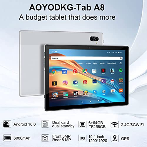 Ultra-Fast Android Tablet 10 inch 5G WiFi, 6 GB RAM+64 ROM/256GB, 2022 Latest Update 4G Phone Android 10.0 Octa Core 1200×1920 IPS FHD+ Display,6000mAh, Support Dual Sim Card, Bluetooth (Silver) | The Storepaperoomates Retail Market - Fast Affordable Shopping