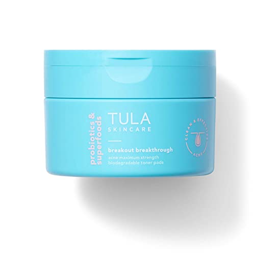 TULA Skin Care Breakout Breakthrough Acne Maximum Strength Biodegradable Toner Pads | Treats & Prevents Acne, Brightens & Clarifies Skin | 30 Pads | The Storepaperoomates Retail Market - Fast Affordable Shopping
